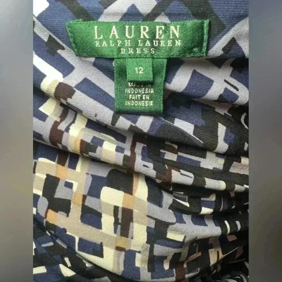 Lauren Ralph Lauren Faux Wrap Ruched Chain Jersey Dress – Size 12 - Picture 3 of 6